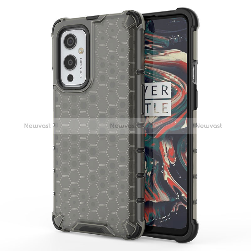 Silicone Transparent Frame Case Cover 360 Degrees AM1 for OnePlus 9 5G Black