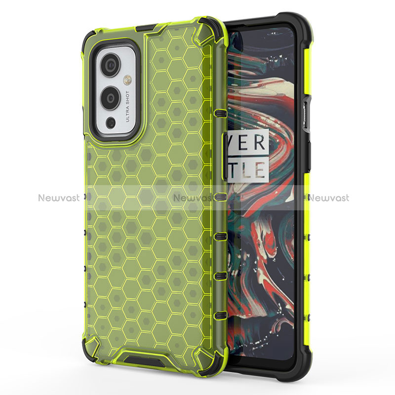 Silicone Transparent Frame Case Cover 360 Degrees AM1 for OnePlus 9 5G Green