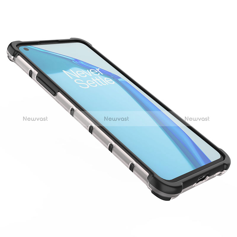 Silicone Transparent Frame Case Cover 360 Degrees AM1 for OnePlus 9R 5G