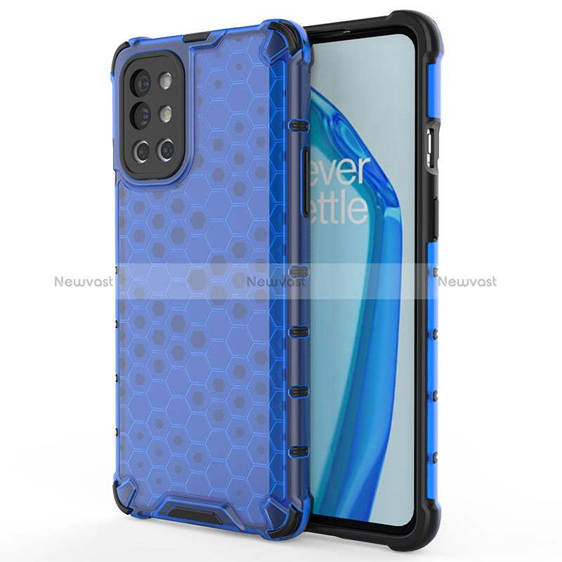 Silicone Transparent Frame Case Cover 360 Degrees AM1 for OnePlus 9R 5G Blue