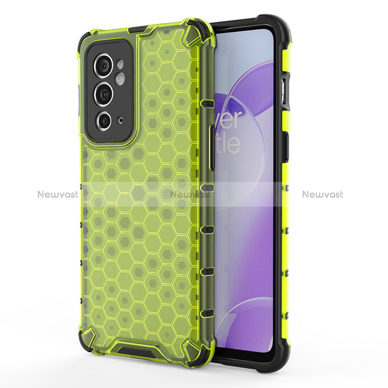 Silicone Transparent Frame Case Cover 360 Degrees AM1 for OnePlus 9RT 5G Green