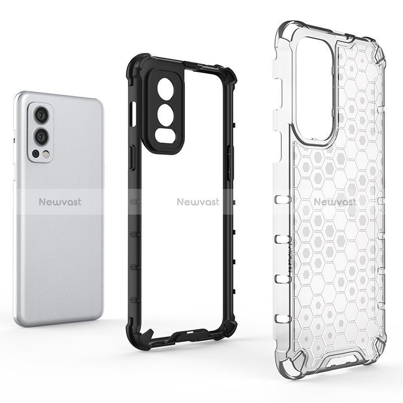 Silicone Transparent Frame Case Cover 360 Degrees AM1 for OnePlus Nord 2 5G