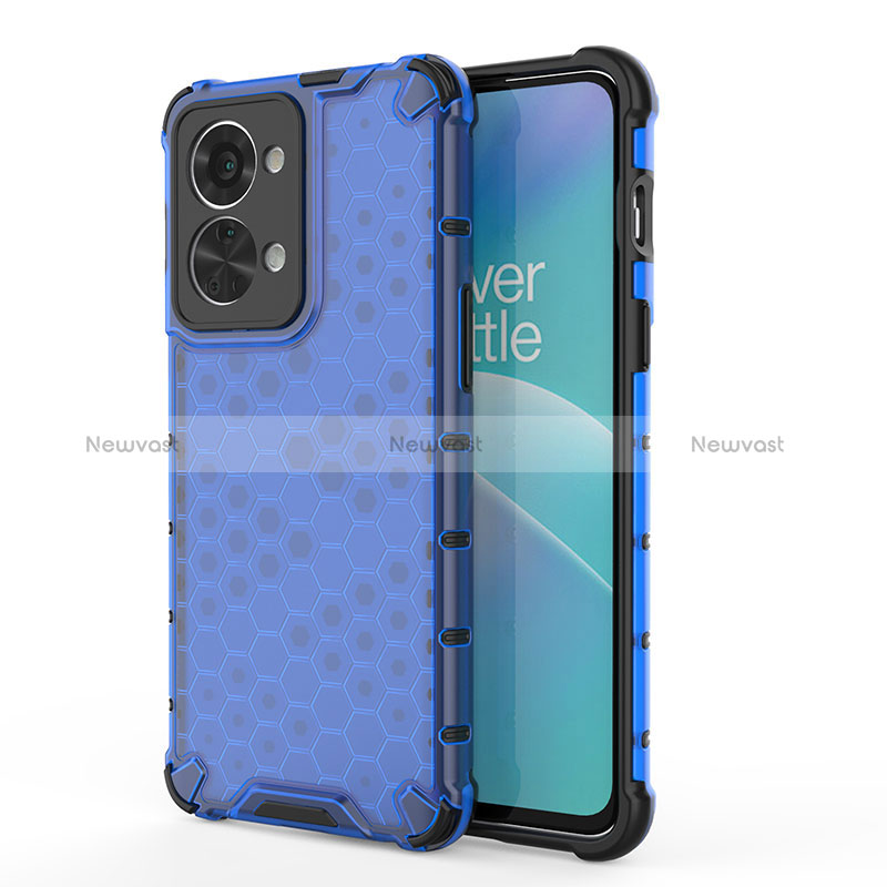 Silicone Transparent Frame Case Cover 360 Degrees AM1 for OnePlus Nord 2T 5G Blue