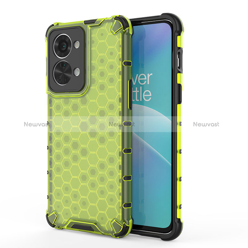 Silicone Transparent Frame Case Cover 360 Degrees AM1 for OnePlus Nord 2T 5G Green