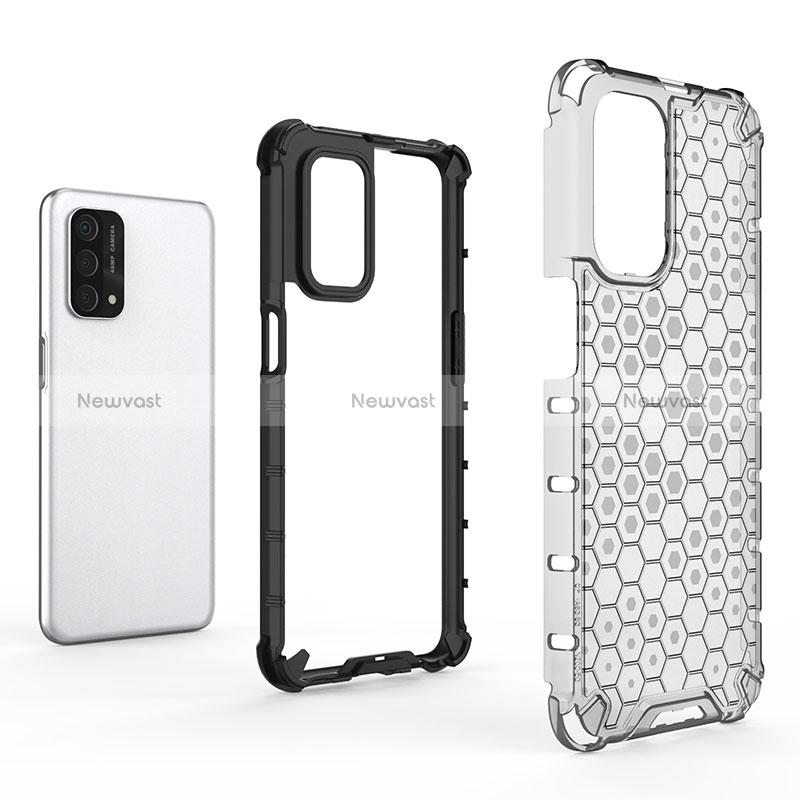 Silicone Transparent Frame Case Cover 360 Degrees AM1 for Oppo A74 5G