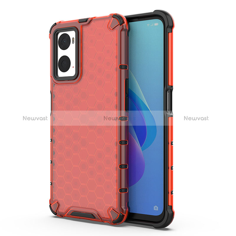 Silicone Transparent Frame Case Cover 360 Degrees AM1 for Oppo A76 Red