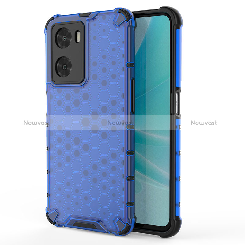 Silicone Transparent Frame Case Cover 360 Degrees AM1 for Oppo A77 4G Blue