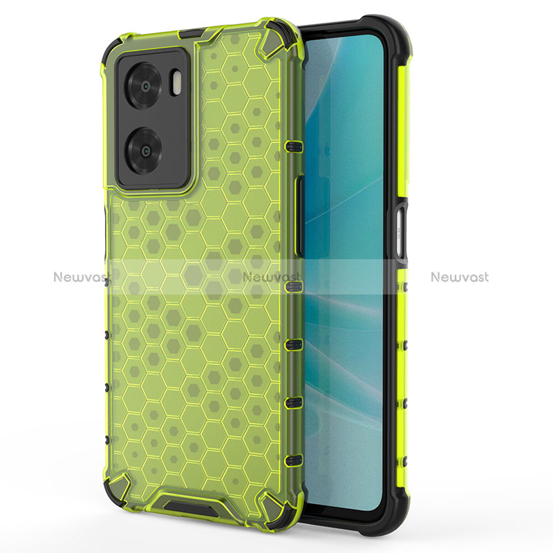 Silicone Transparent Frame Case Cover 360 Degrees AM1 for Oppo A77 4G Green