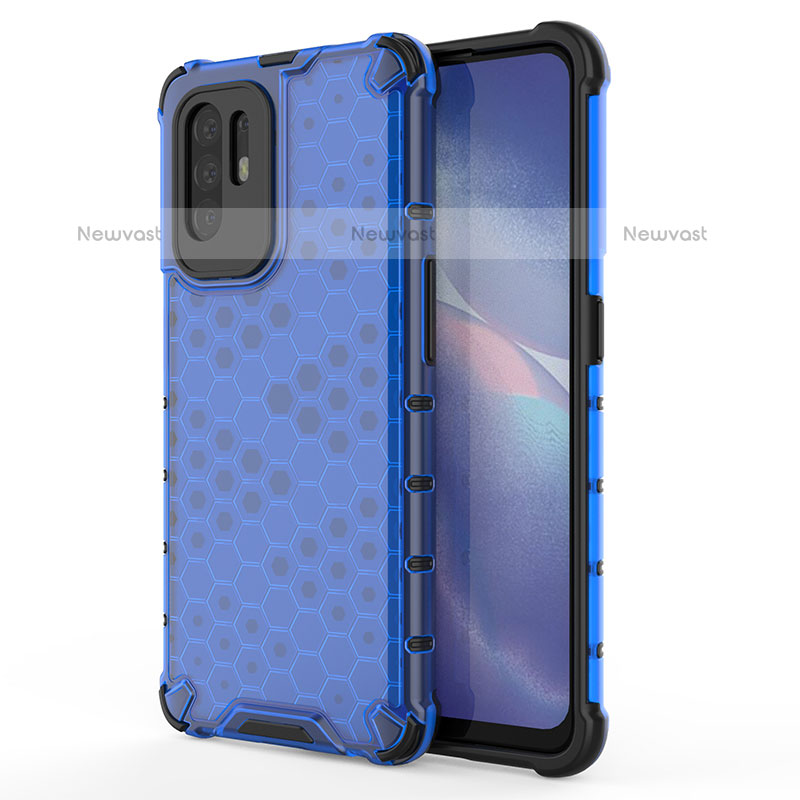 Silicone Transparent Frame Case Cover 360 Degrees AM1 for Oppo A94 5G Blue