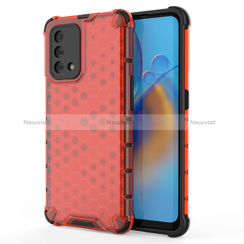 Silicone Transparent Frame Case Cover 360 Degrees AM1 for Oppo A95 4G Red