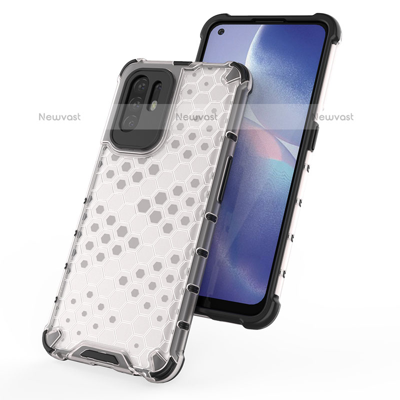 Silicone Transparent Frame Case Cover 360 Degrees AM1 for Oppo A95 5G