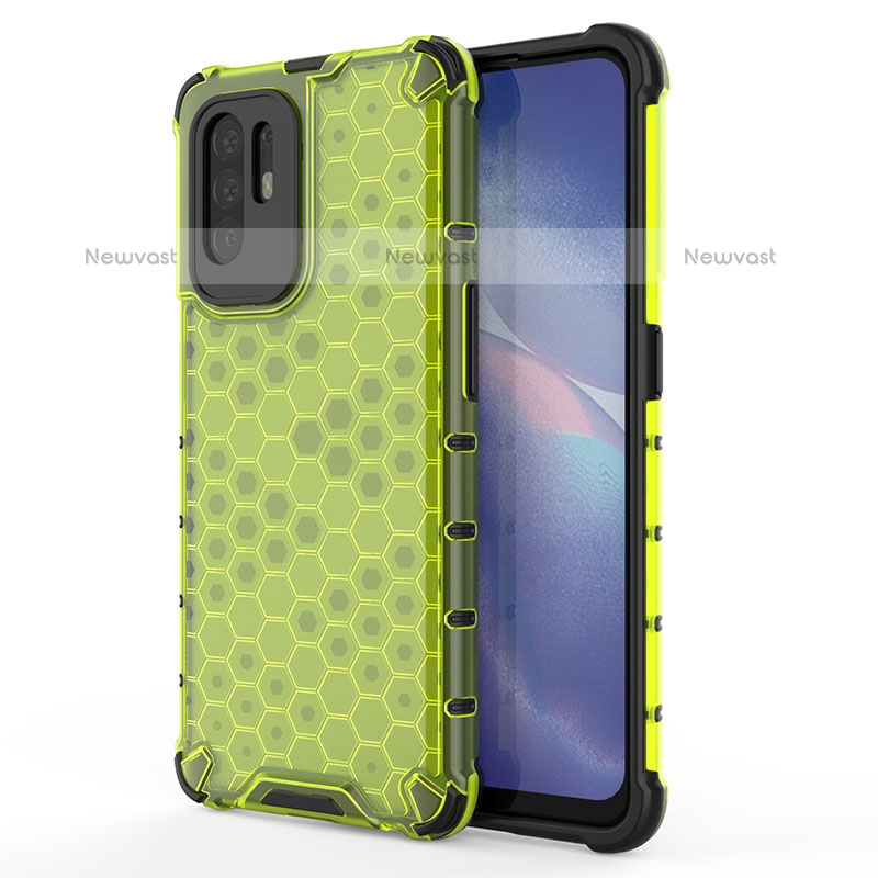 Silicone Transparent Frame Case Cover 360 Degrees AM1 for Oppo A95 5G Green