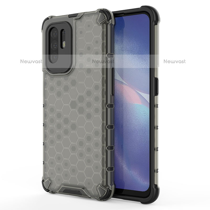 Silicone Transparent Frame Case Cover 360 Degrees AM1 for Oppo F19 Pro+ Plus 5G Black