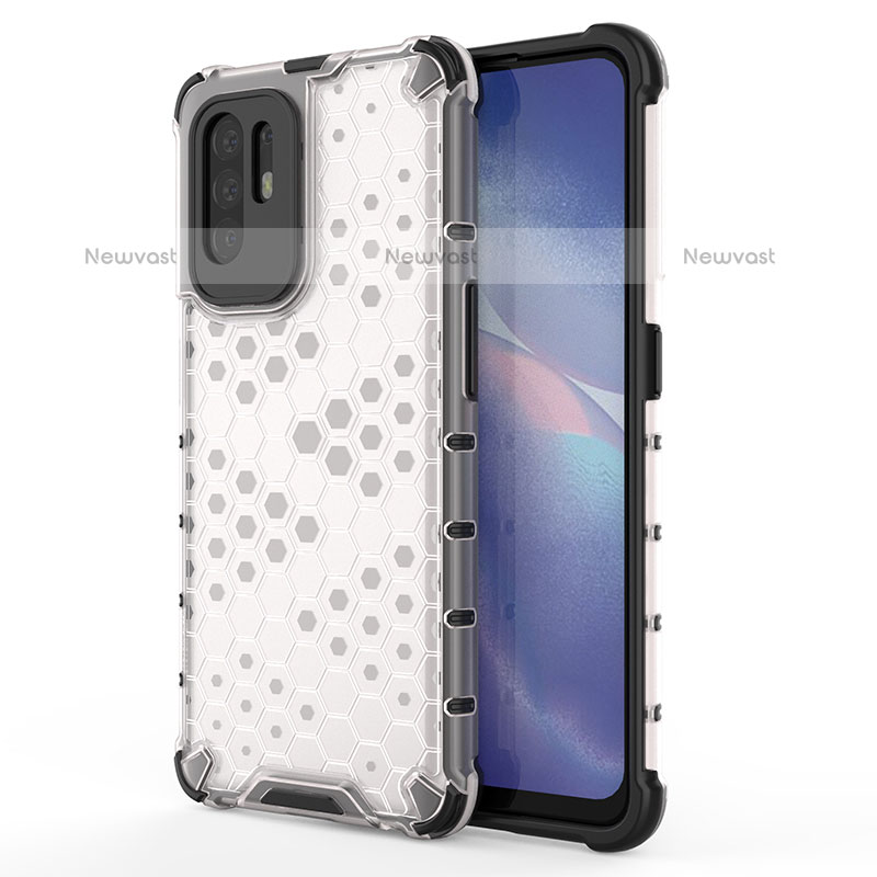 Silicone Transparent Frame Case Cover 360 Degrees AM1 for Oppo F19 Pro+ Plus 5G White