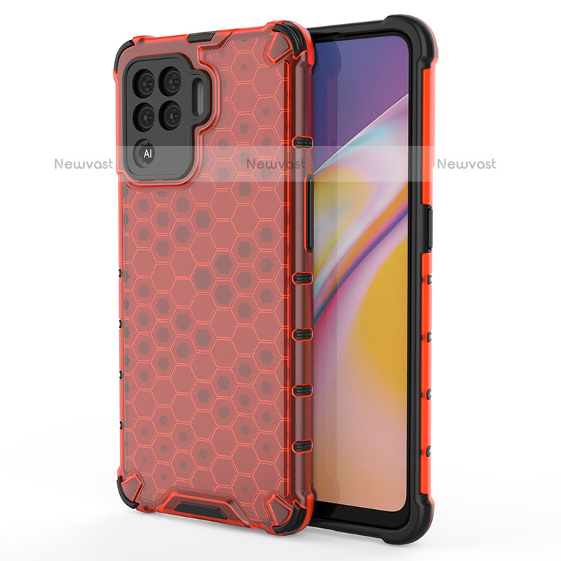 Silicone Transparent Frame Case Cover 360 Degrees AM1 for Oppo F19 Pro Red