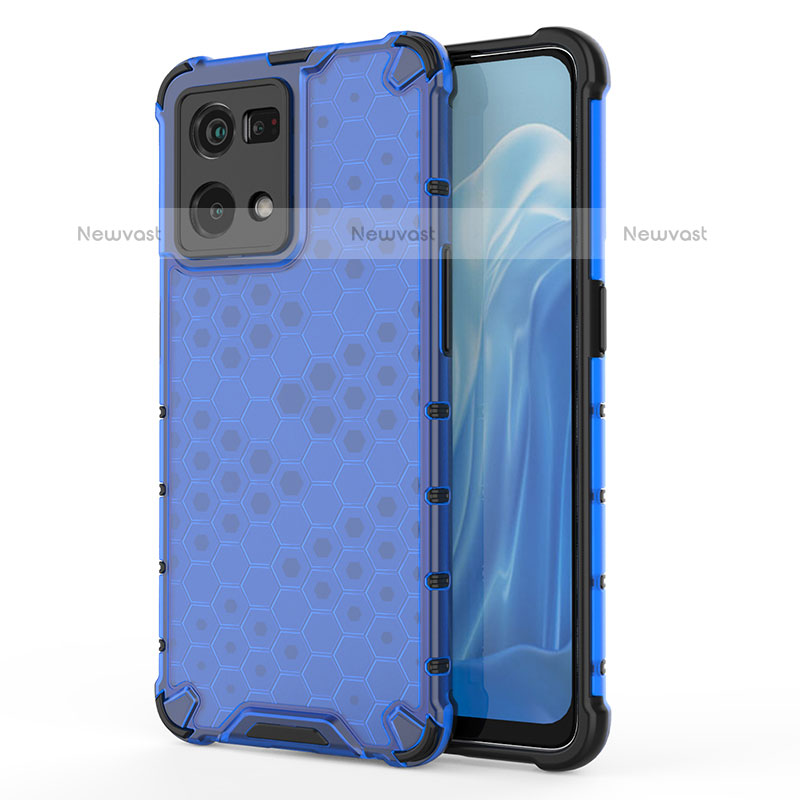 Silicone Transparent Frame Case Cover 360 Degrees AM1 for Oppo F21 Pro 4G Blue