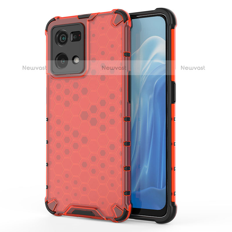 Silicone Transparent Frame Case Cover 360 Degrees AM1 for Oppo F21 Pro 4G Red