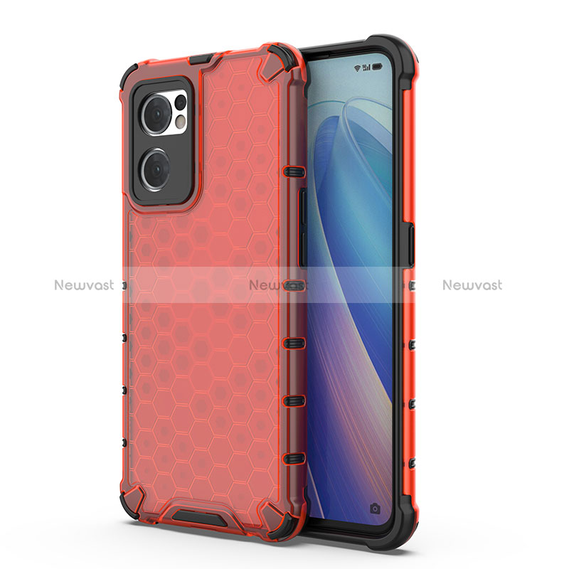 Silicone Transparent Frame Case Cover 360 Degrees AM1 for Oppo Find X5 Lite 5G Red