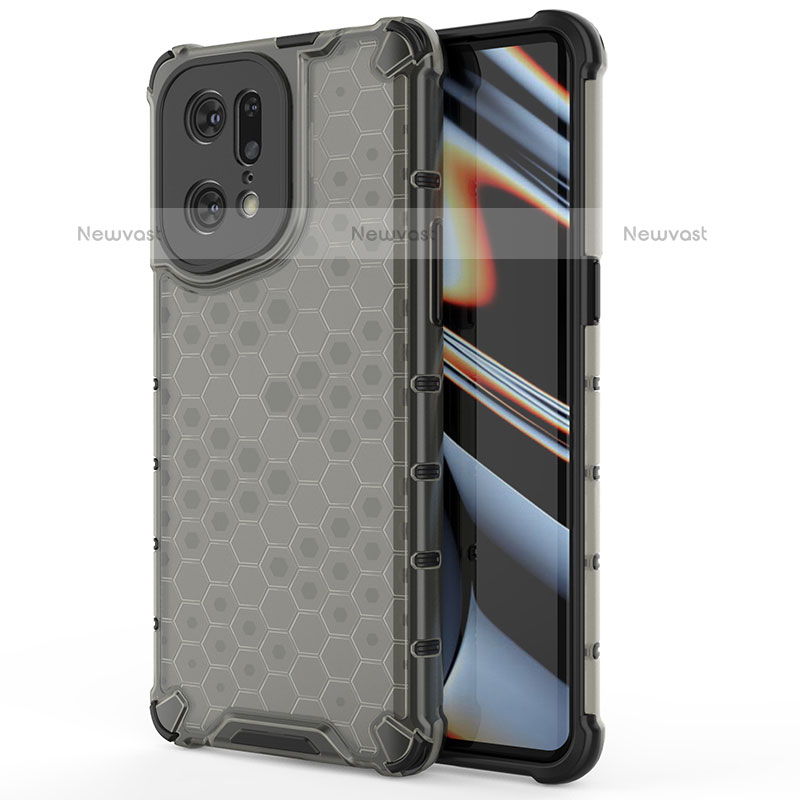 Silicone Transparent Frame Case Cover 360 Degrees AM1 for Oppo Find X5 Pro 5G Black