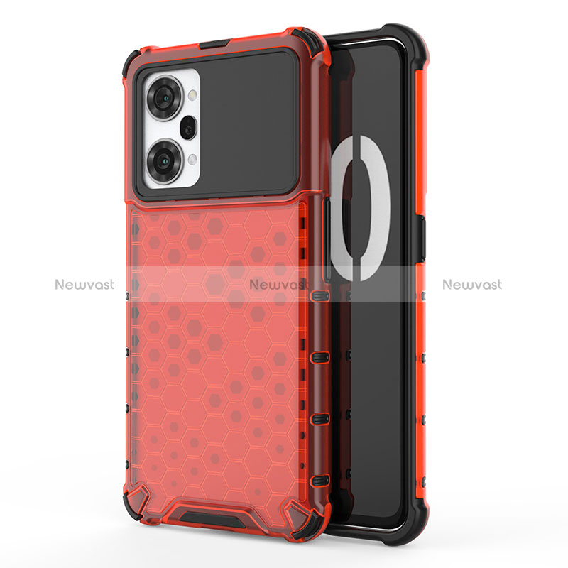 Silicone Transparent Frame Case Cover 360 Degrees AM1 for Oppo K10 Pro 5G Red