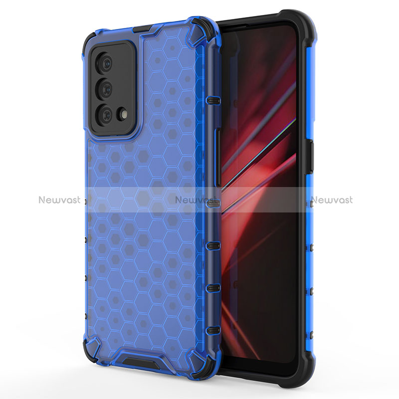 Silicone Transparent Frame Case Cover 360 Degrees AM1 for Oppo K9 5G Blue