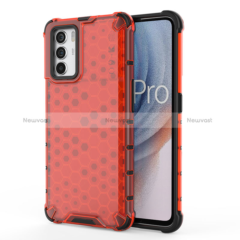 Silicone Transparent Frame Case Cover 360 Degrees AM1 for Oppo K9 Pro 5G Red