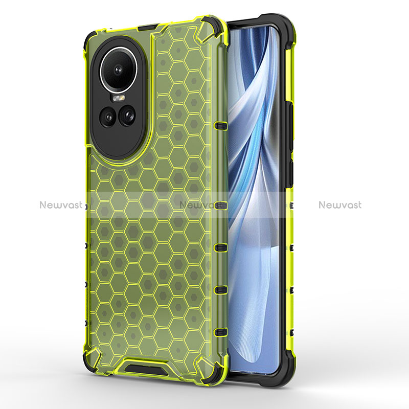 Silicone Transparent Frame Case Cover 360 Degrees AM1 for Oppo Reno10 5G Green