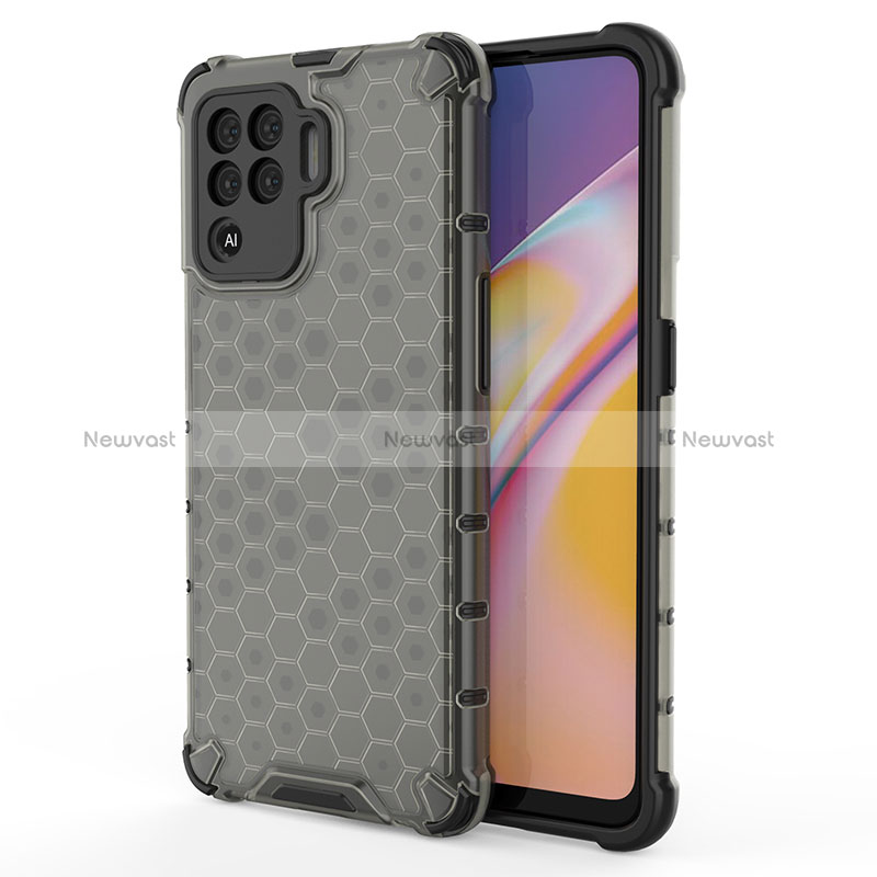 Silicone Transparent Frame Case Cover 360 Degrees AM1 for Oppo Reno5 F Black