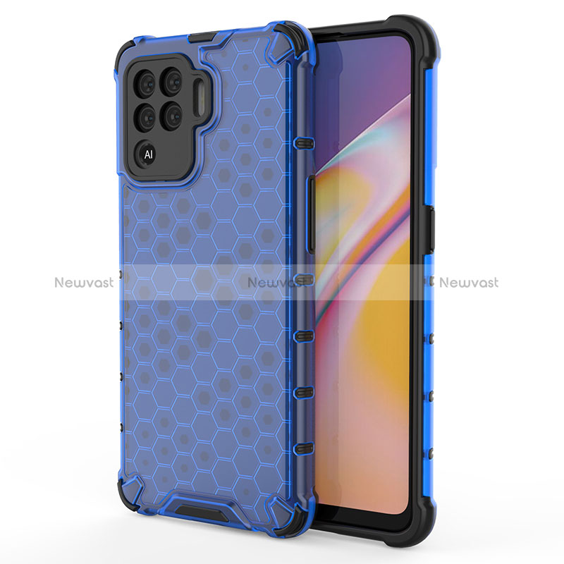 Silicone Transparent Frame Case Cover 360 Degrees AM1 for Oppo Reno5 Lite Blue