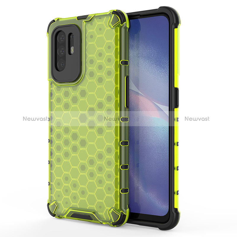 Silicone Transparent Frame Case Cover 360 Degrees AM1 for Oppo Reno5 Z 5G Green