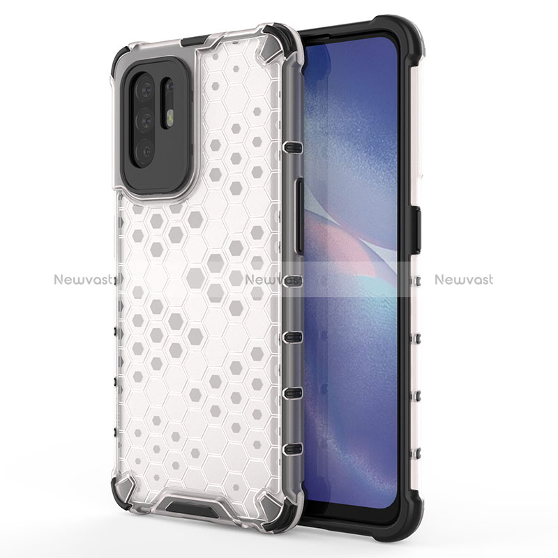 Silicone Transparent Frame Case Cover 360 Degrees AM1 for Oppo Reno5 Z 5G White