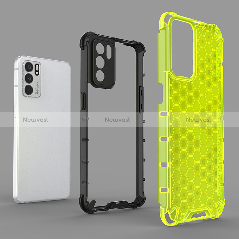 Silicone Transparent Frame Case Cover 360 Degrees AM1 for Oppo Reno6 5G