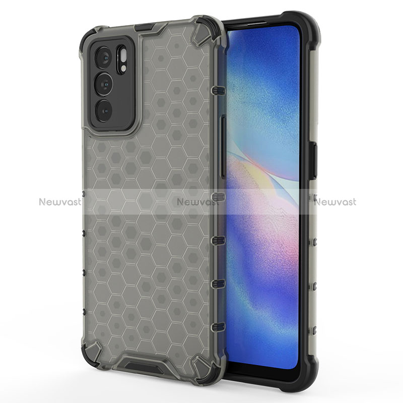 Silicone Transparent Frame Case Cover 360 Degrees AM1 for Oppo Reno6 5G Black