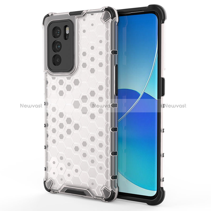 Silicone Transparent Frame Case Cover 360 Degrees AM1 for Oppo Reno6 Pro 5G India White