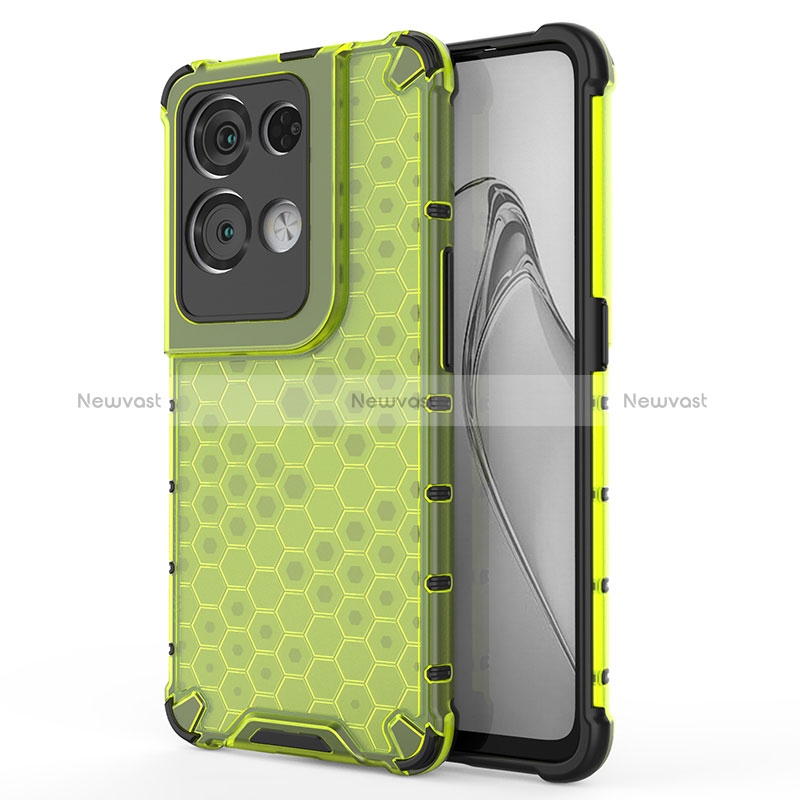 Silicone Transparent Frame Case Cover 360 Degrees AM1 for Oppo Reno9 Pro+ Plus 5G Green