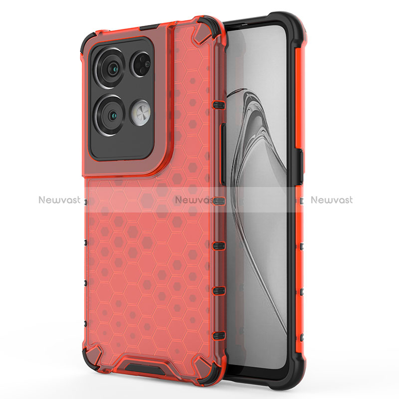 Silicone Transparent Frame Case Cover 360 Degrees AM1 for Oppo Reno9 Pro+ Plus 5G Red