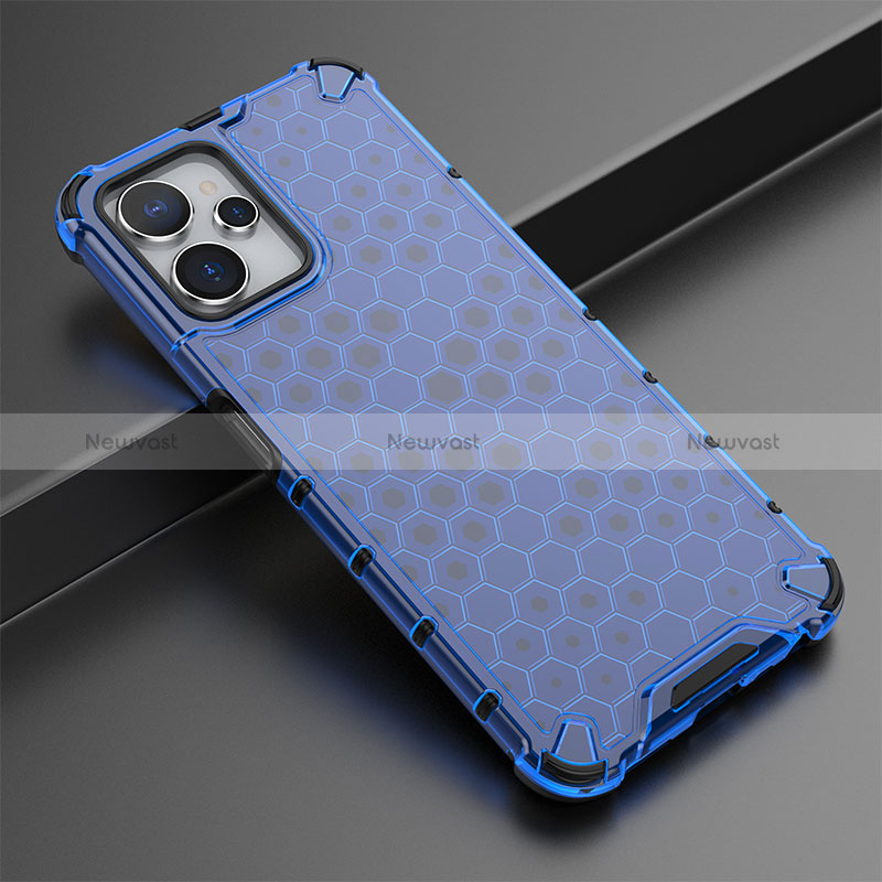 Silicone Transparent Frame Case Cover 360 Degrees AM1 for Realme 10 5G Blue