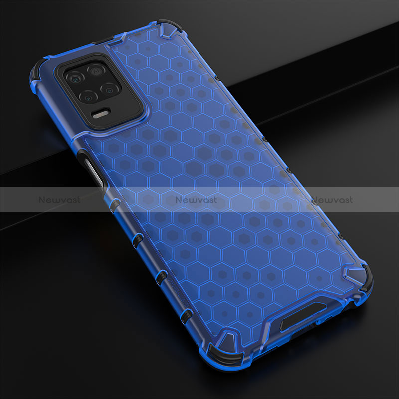 Silicone Transparent Frame Case Cover 360 Degrees AM1 for Realme 8 5G Blue