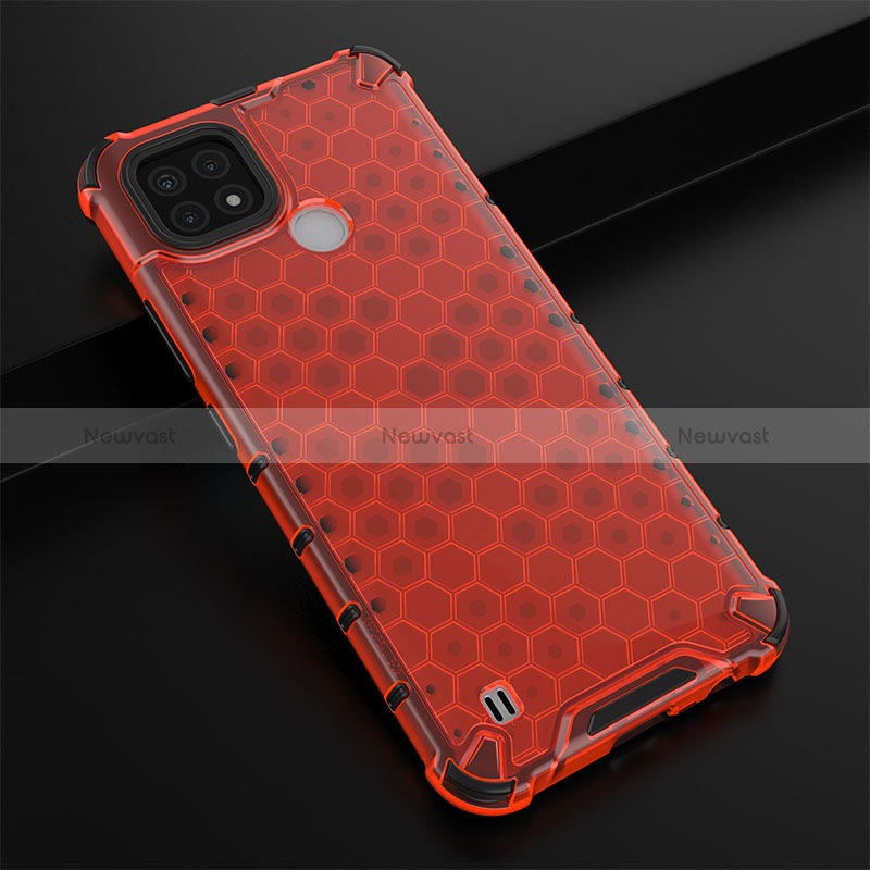 Silicone Transparent Frame Case Cover 360 Degrees AM1 for Realme C21 Red