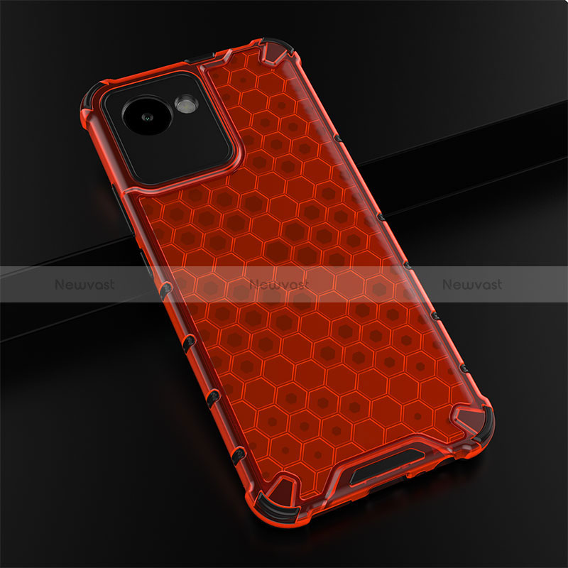 Silicone Transparent Frame Case Cover 360 Degrees AM1 for Realme C30s Red