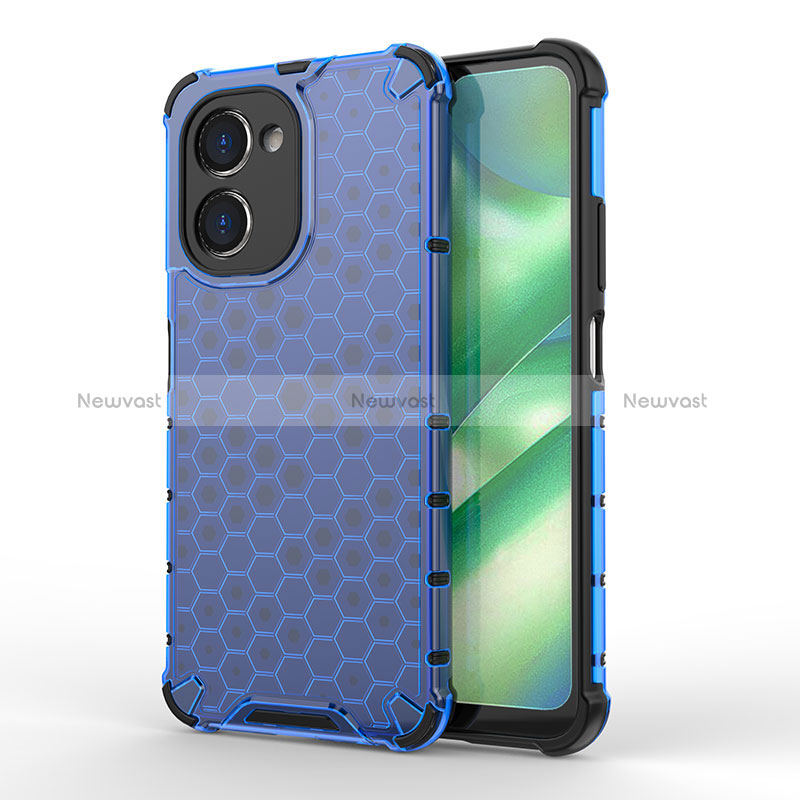 Silicone Transparent Frame Case Cover 360 Degrees AM1 for Realme C33 (2023) Blue