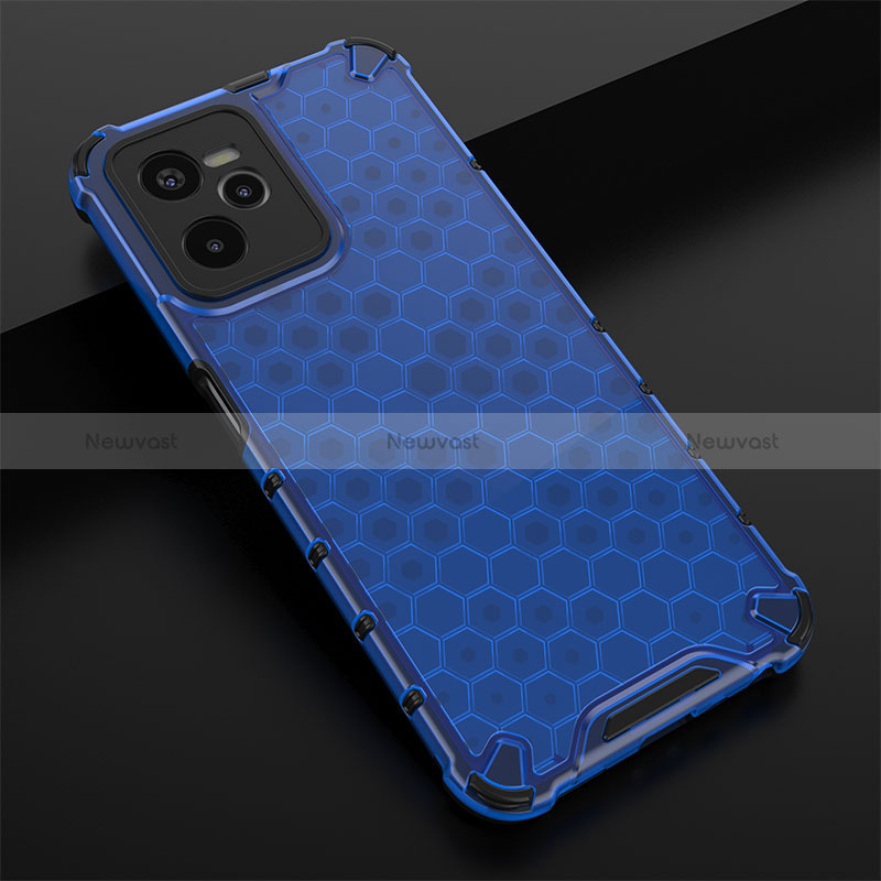 Silicone Transparent Frame Case Cover 360 Degrees AM1 for Realme C35 Blue