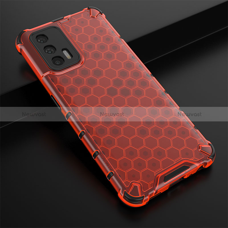 Silicone Transparent Frame Case Cover 360 Degrees AM1 for Realme GT Master 5G Red