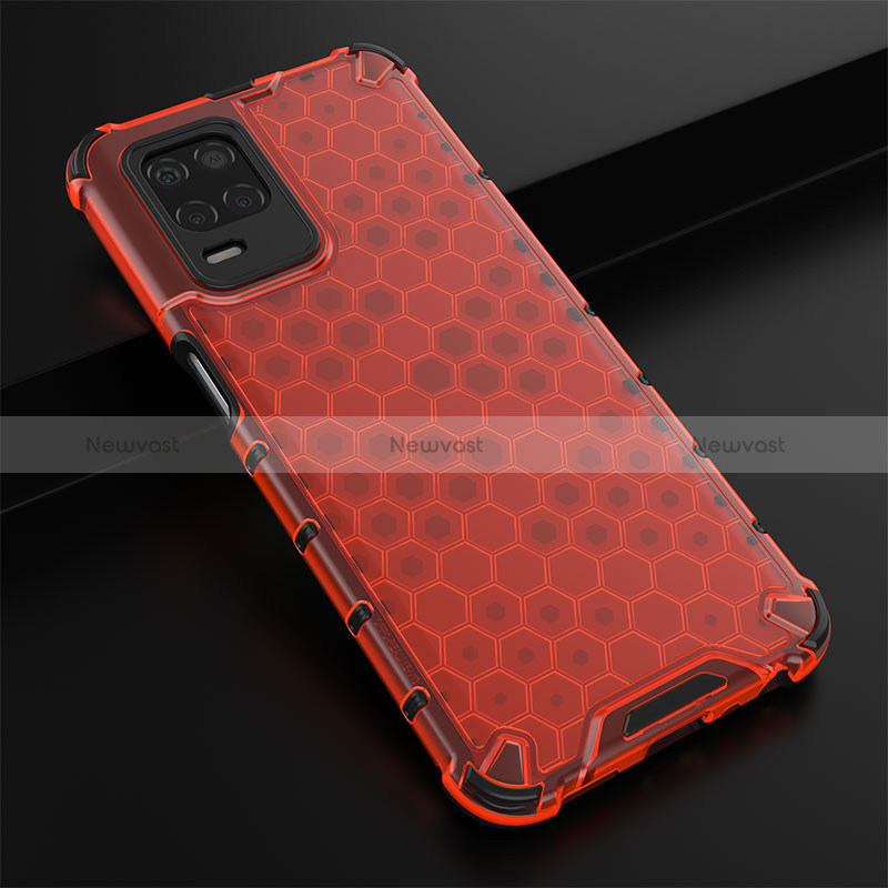 Silicone Transparent Frame Case Cover 360 Degrees AM1 for Realme Q3 5G Red