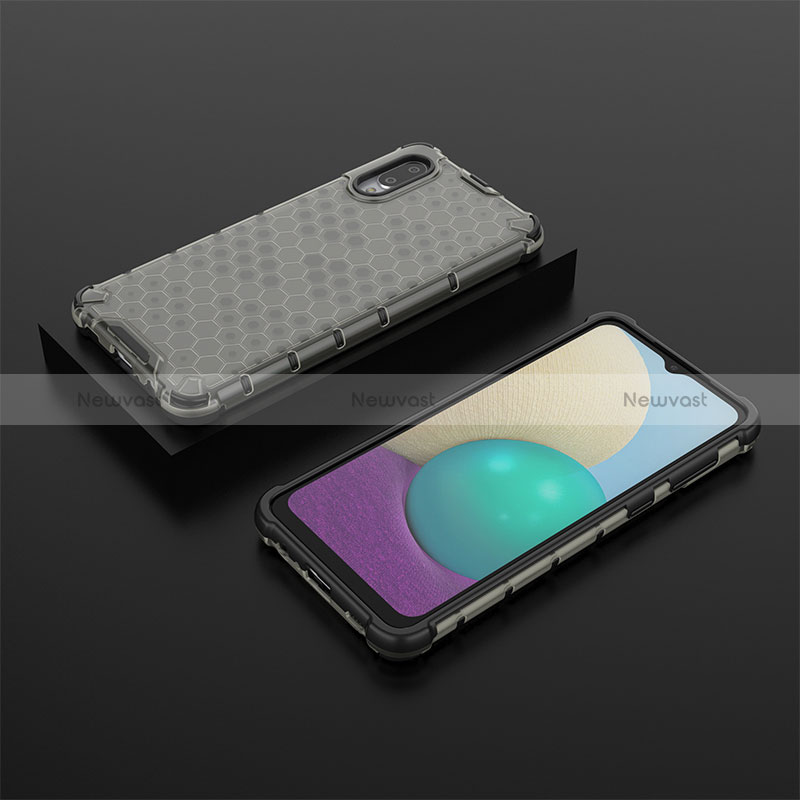 Silicone Transparent Frame Case Cover 360 Degrees AM1 for Samsung Galaxy A02 Black