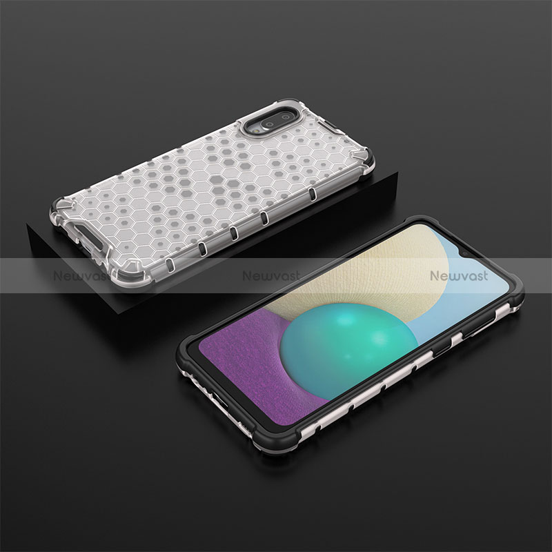 Silicone Transparent Frame Case Cover 360 Degrees AM1 for Samsung Galaxy A02 White