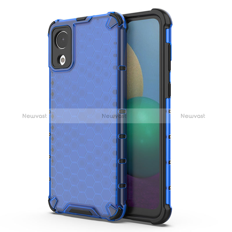 Silicone Transparent Frame Case Cover 360 Degrees AM1 for Samsung Galaxy A03 Core Blue