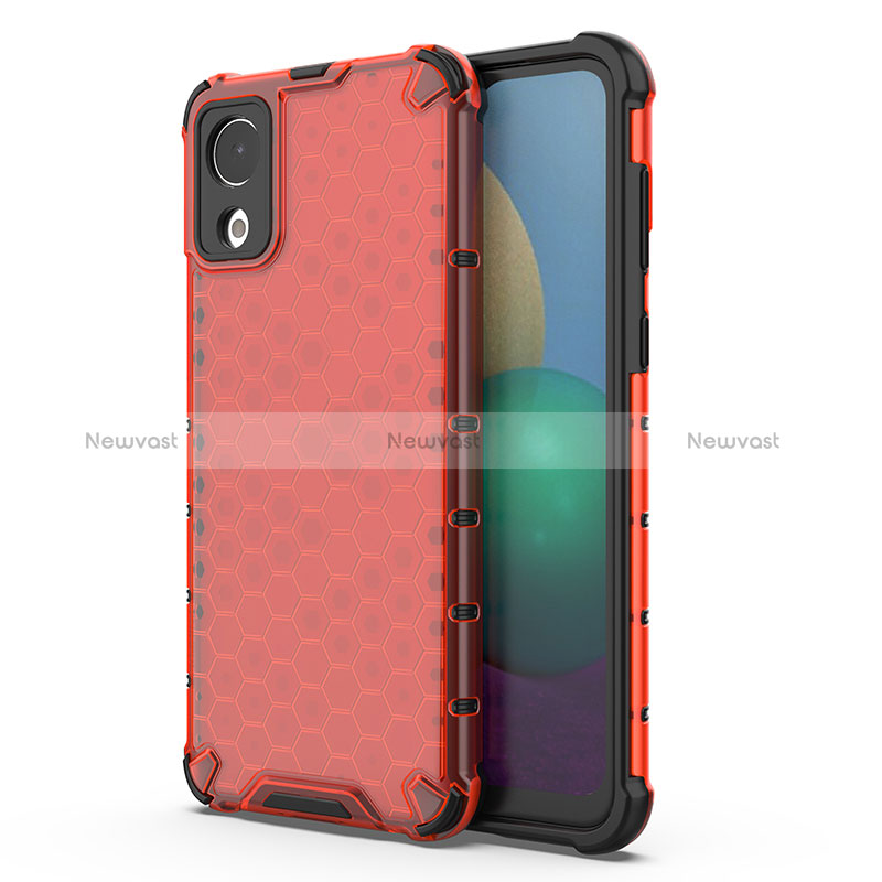 Silicone Transparent Frame Case Cover 360 Degrees AM1 for Samsung Galaxy A03 Core Red