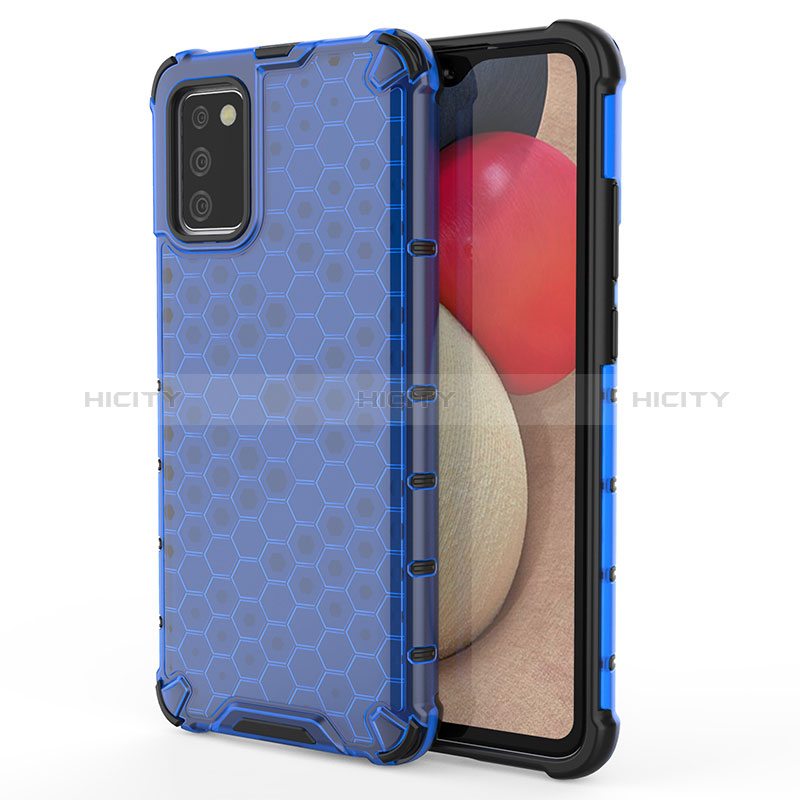 Silicone Transparent Frame Case Cover 360 Degrees AM1 for Samsung Galaxy A03s Blue