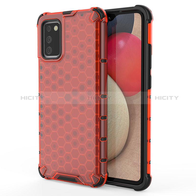 Silicone Transparent Frame Case Cover 360 Degrees AM1 for Samsung Galaxy A03s Red